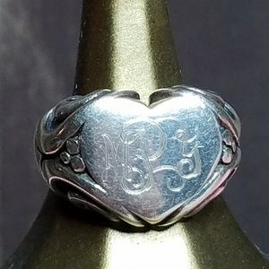 Sterling silver Monogram Heart Ring